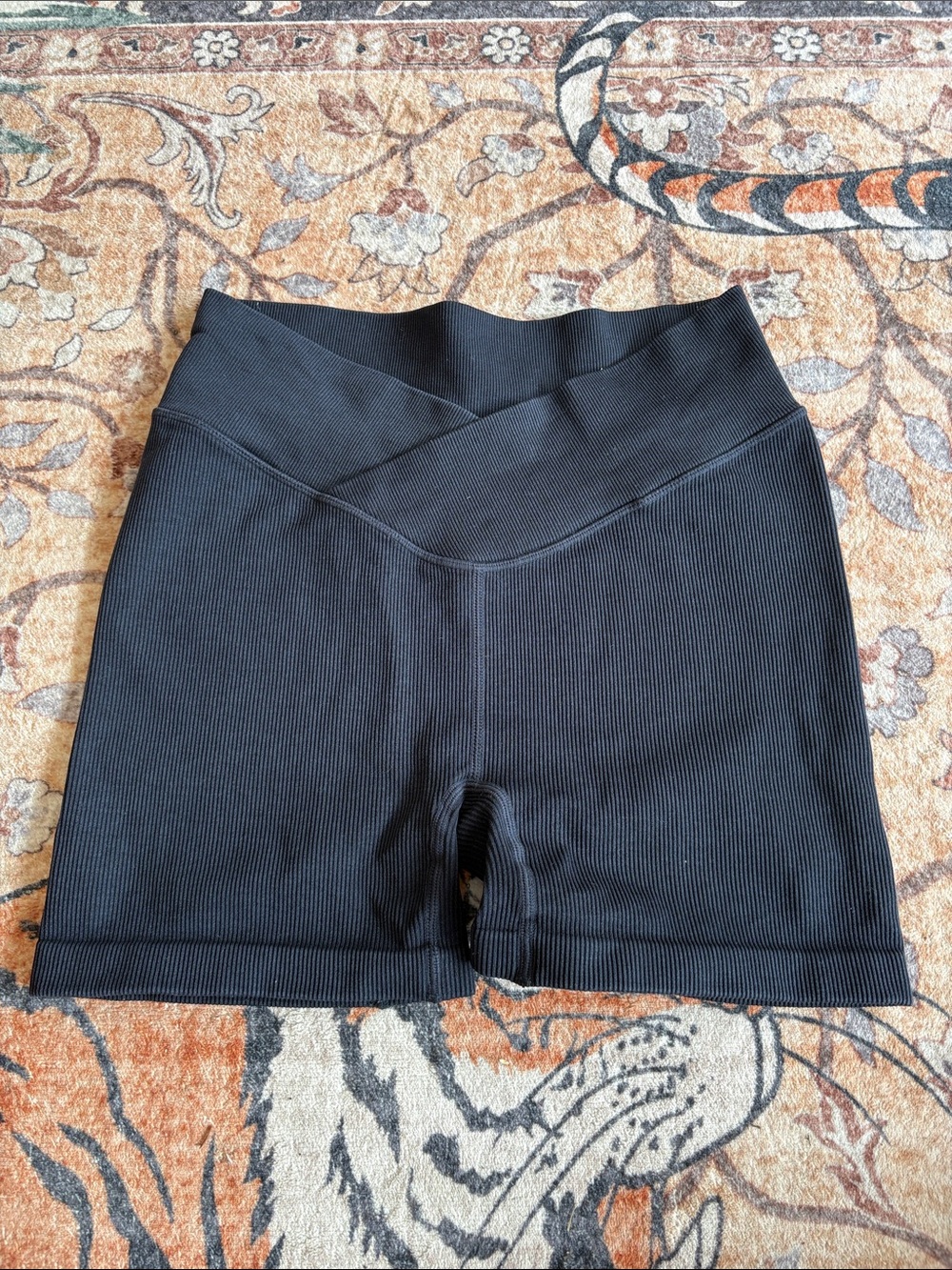 High-Waisted Black Ribbed Women’s Shorts